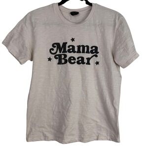 Blank Paige Mama Bear Graphic T-Shirt Tan Slub Cotton SP474 Made in USA Small